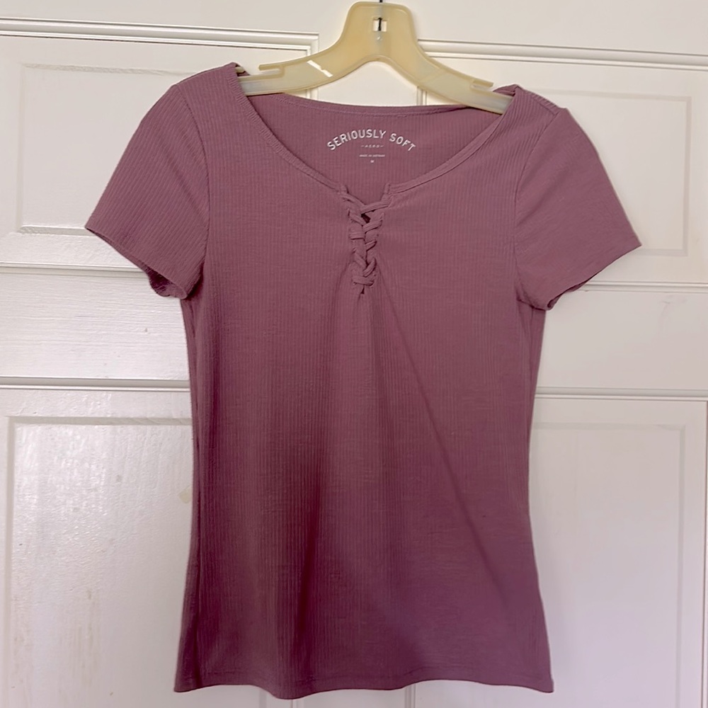 Ribbed Lace-Up Top